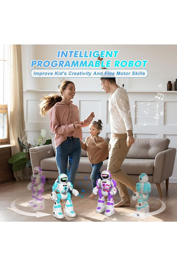 Çocuklar için uzaktan kumandalı robot oyuncak, ses değiştiricili ve kayıt cihazlı RC robotu - 7