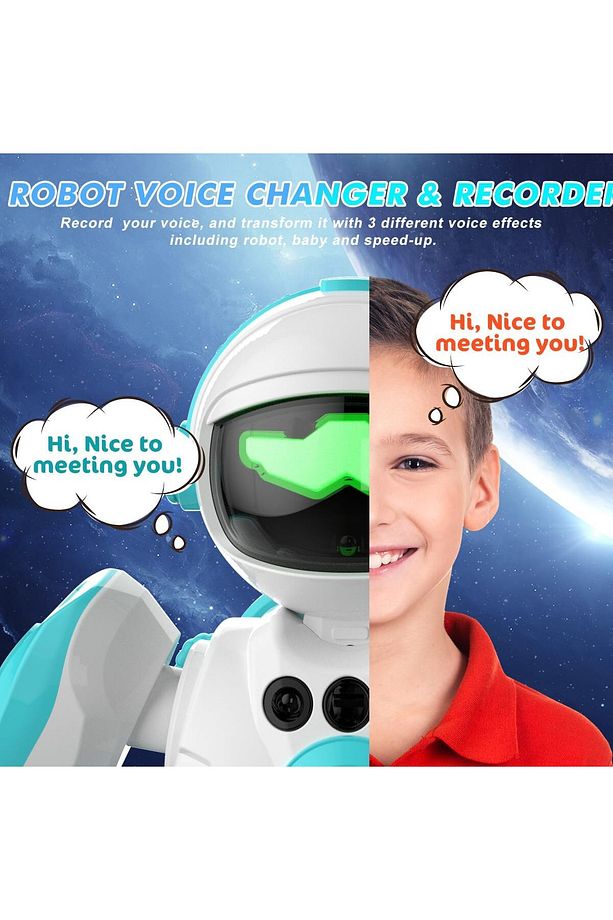Çocuklar için uzaktan kumandalı robot oyuncak, ses değiştiricili ve kayıt cihazlı RC robotu - 3