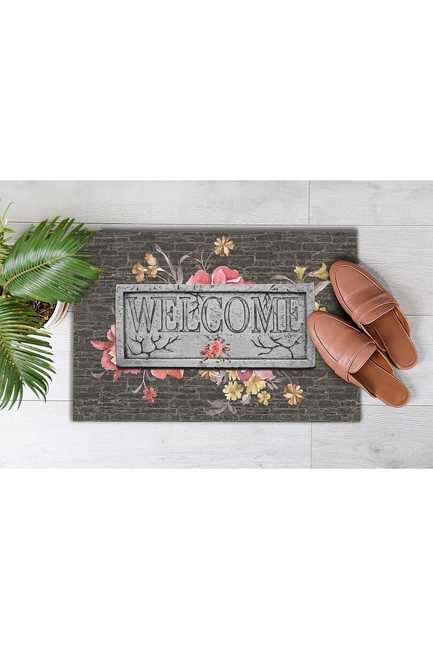 Pienso Home Welcome Güllü Duvar Dekoratif Kapı Önü Paspası - 3