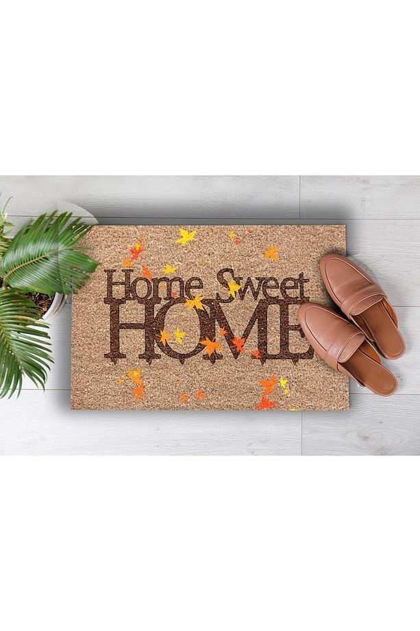 Home Sweet Home Yaprak Dekoratif Kapı Önü Paspası - 1