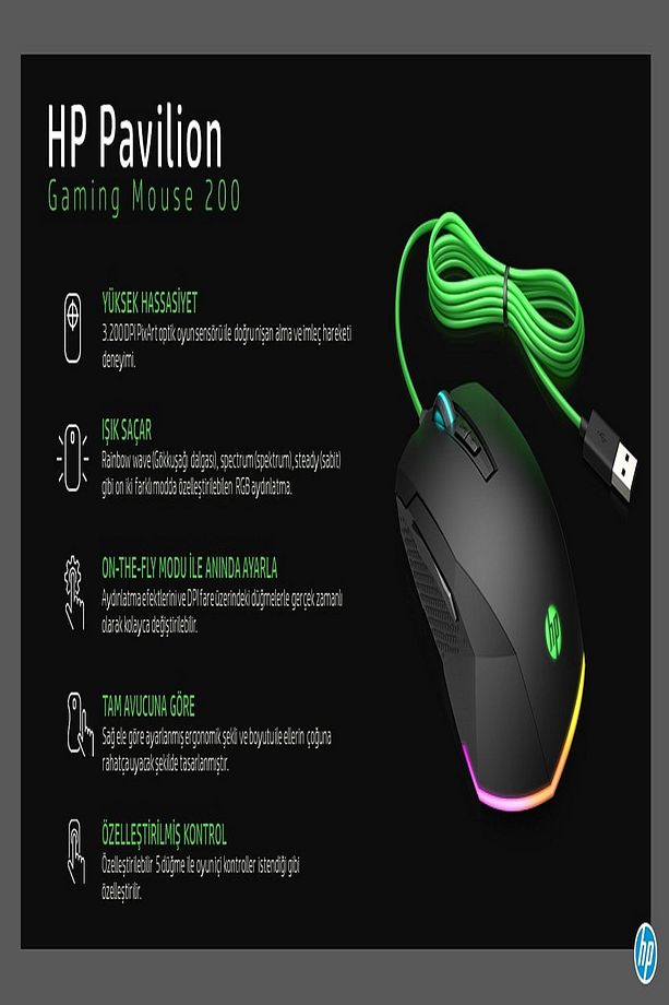 Pavilion Gaming 200 Oyuncu Mouse 5JS07AA - 5