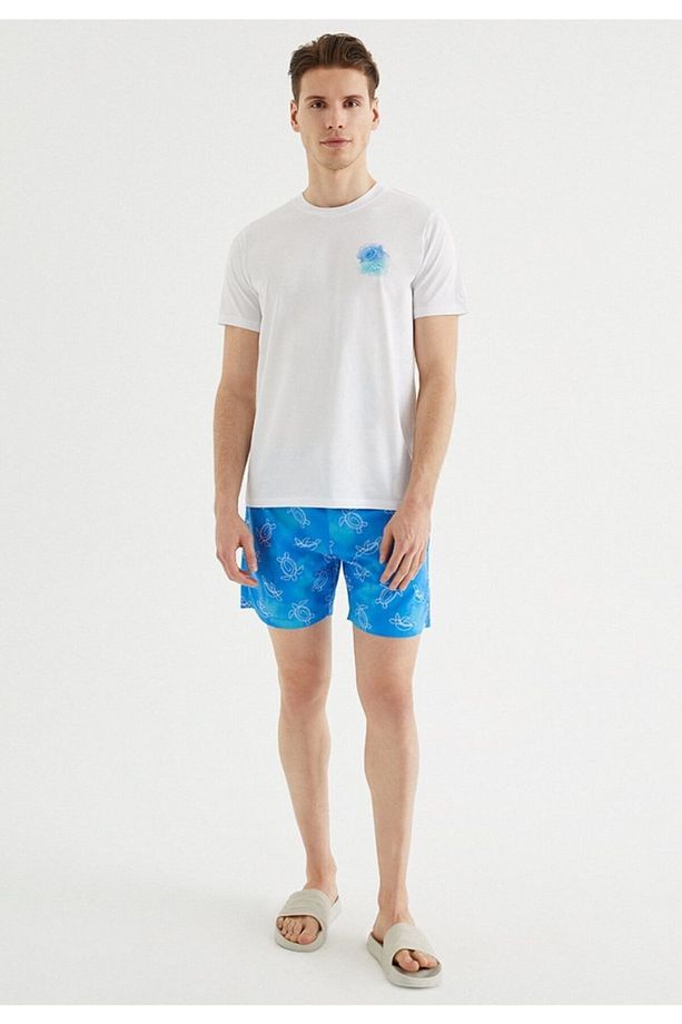 Erkek Açık Mavi Regular Fit Deniz Şortu - 3
