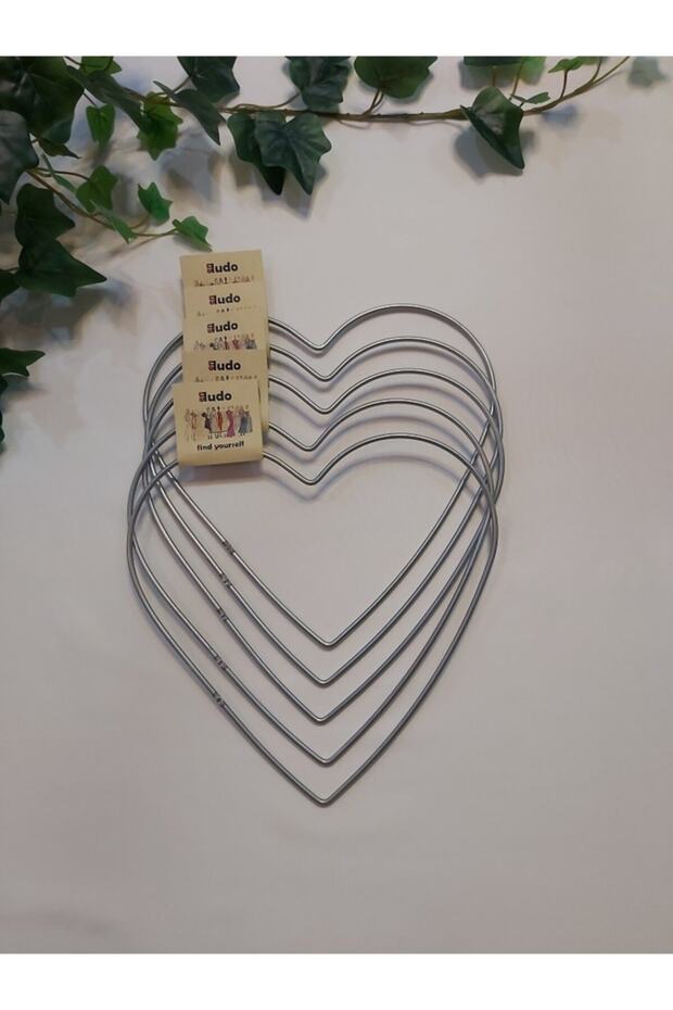 Metal Macrame Heart 25cm Set of 5 Galvanized Pulley Ring Dream Catcher