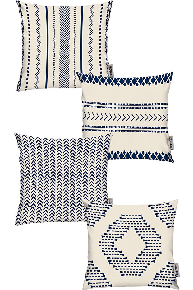 Nordic, Ethnic, Marine 4-Piece 50X50 Throw Pillow Cover