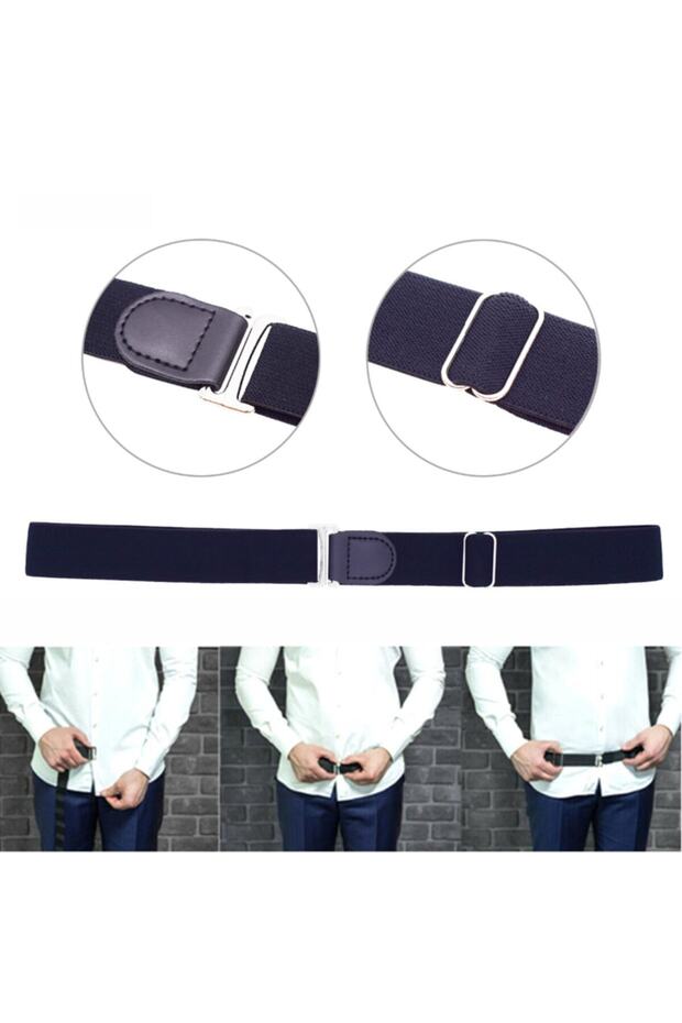 Unisex Black Elastic Thin Shirt Holder Belt