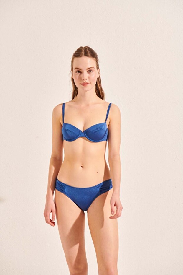Kadın Mavi Balenlı Bikini Üstü - 1