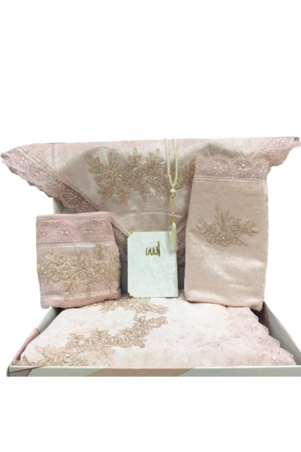 Velvet Prayer Rug Set 6 Pieces French Laced Bundle Set