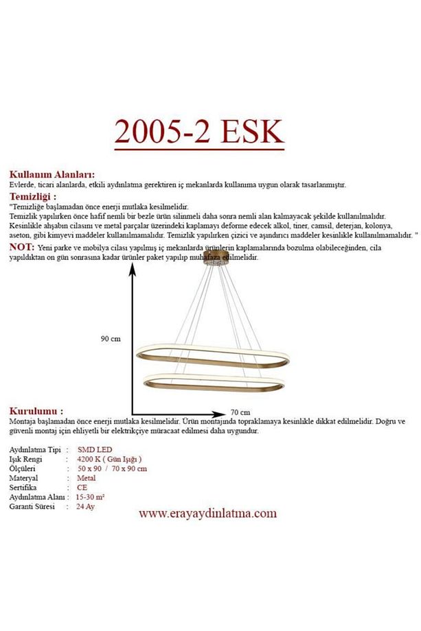 2005-2 Eskitme Elips Led Avize - 5
