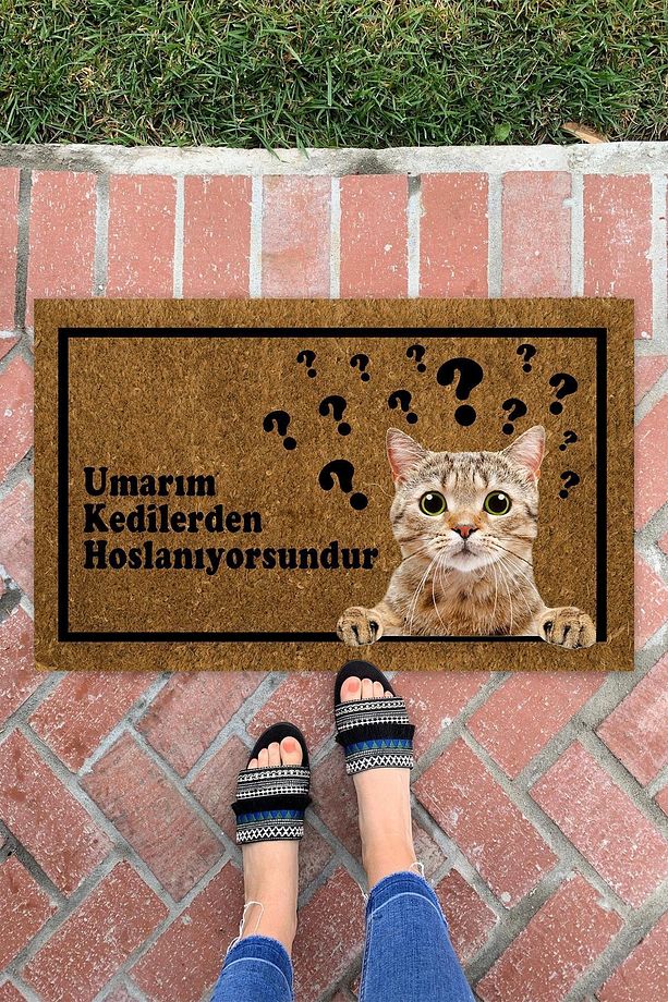 Umarım Kediler Iç Ve Dış Mekan Dekoratif Çok Amaçlı Kapı Önü Paspası - 1