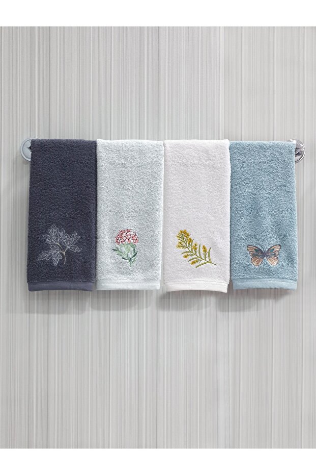 Embroidered 100% Cotton Towel Set of 4 40x60cm