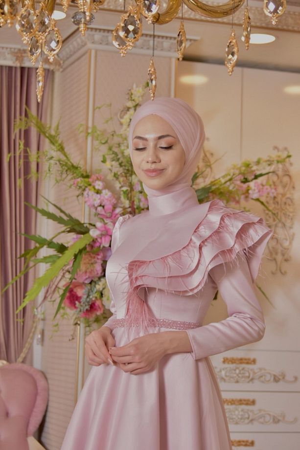 Gülce Pudra Abiye Elbise - 4