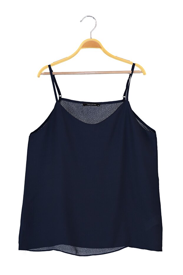 Koyu Lacivert Basic Askılı Dokuma Bluz TWOSS19BB0224 - 9