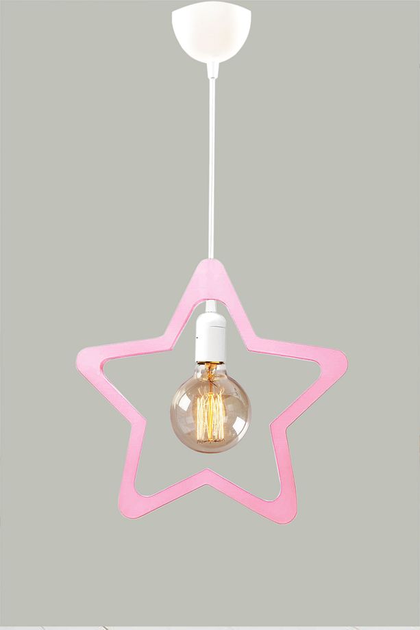 Star Yıldız Tekli Avize Sarkıt Modern Rustik Dekoratif Lamba PEMBE - 2