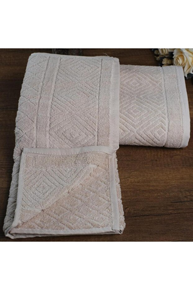 | 50x90 + 100x150 Cm| Pyramid| 100% Cotton| 6 colors| 2 pcs| Bath Towel Set