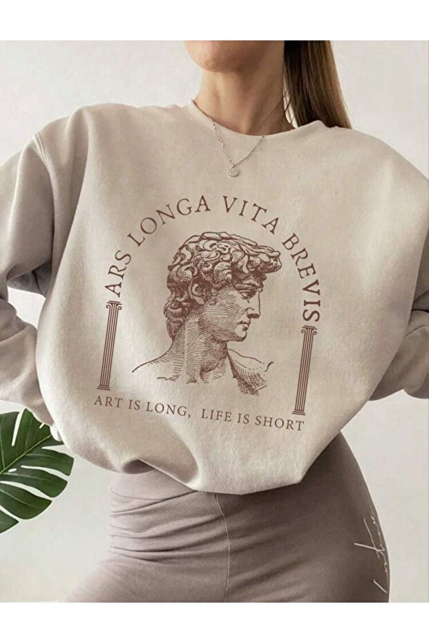 سويت شيرت LONGA VITA مطبوع برقبة دائرية