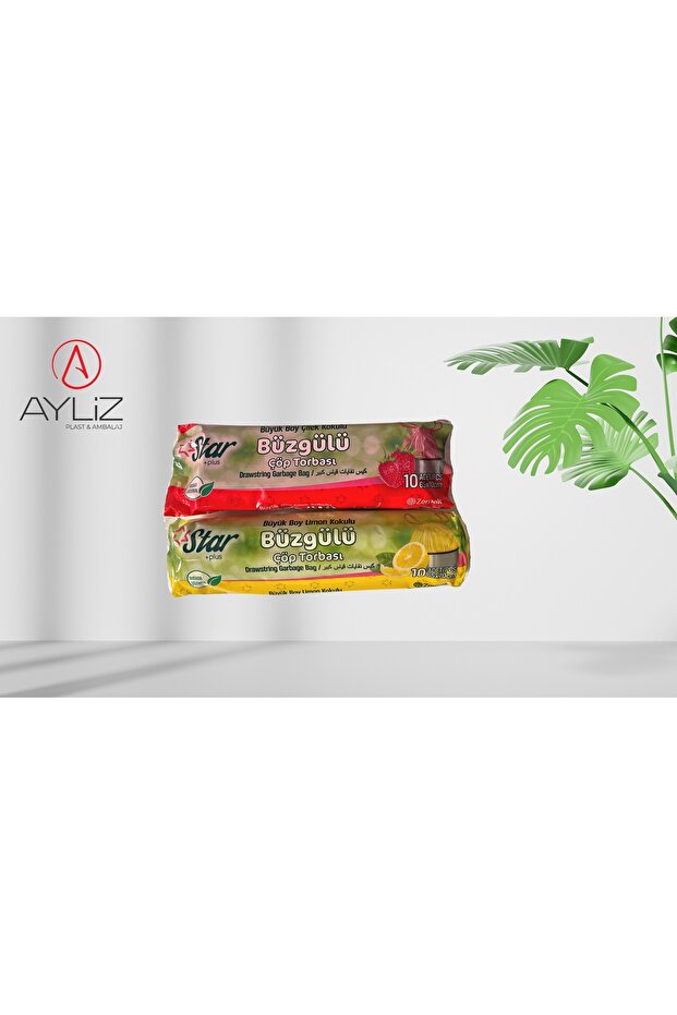 Ayliz Plast&Packaging Drawstring Scented Garbage Bag Star Large Size Home Office 65x70 Cm 2 Rolls 20 Pieces