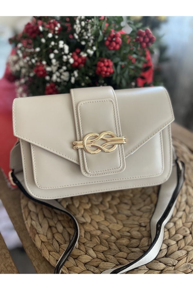 Gold Detailed Hand and Women's Shoulder Bag Mink