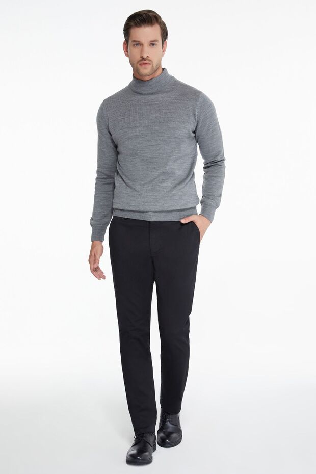 Erkek Gri Regular Fit Yarım Balıkçı Triko Kazak - 4