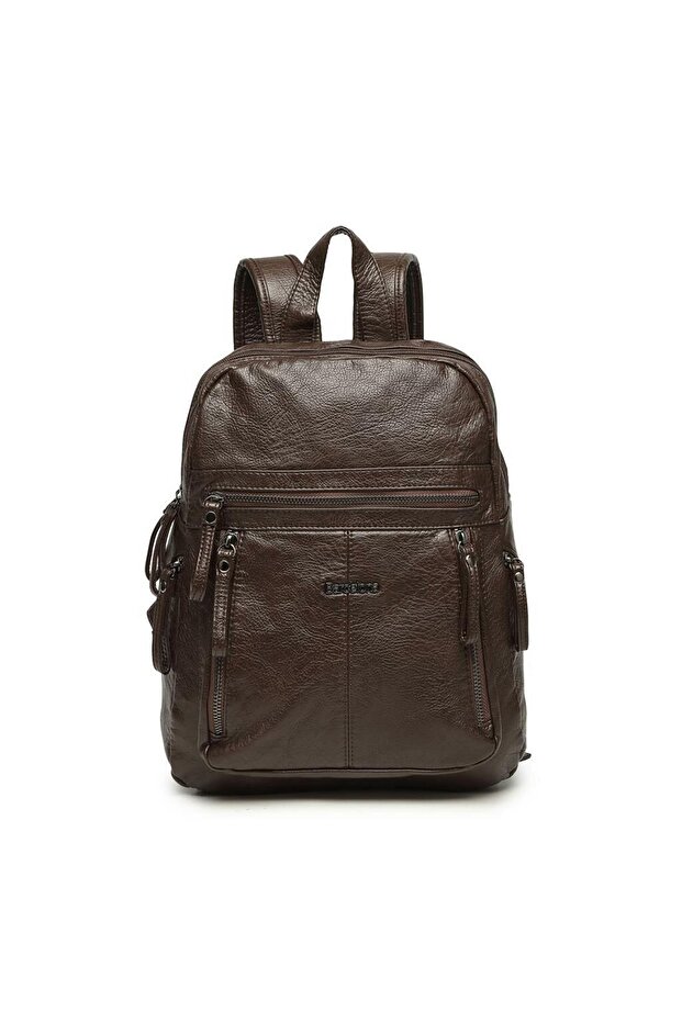 BARCELONA WASHED LEATHER WOMEN'S BACKPACK 2022-1846 BROWN