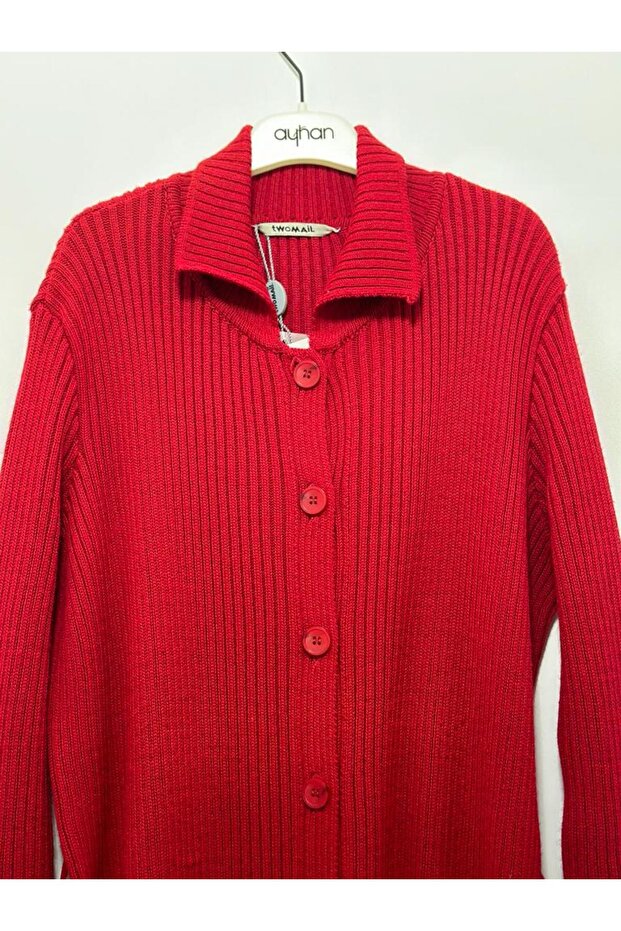 Gömlek Yaka Fitilli Örme Hırka - 3