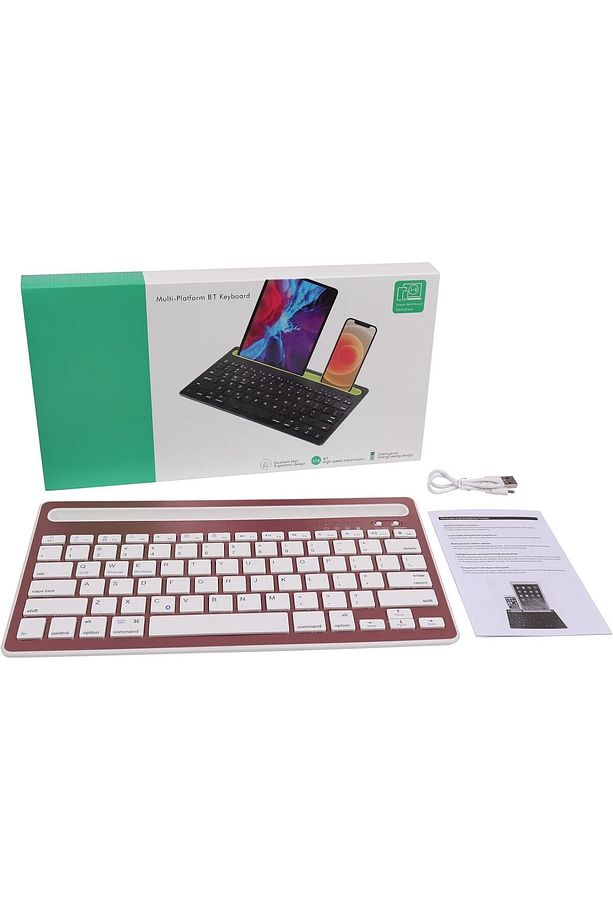 Bluetooth Klavye Multi Fonksiyonel Kablosuz Klavye 2 Cihaza Geçiş Stand Tutucu Türkçe Q Klavye Zr20 - 8
