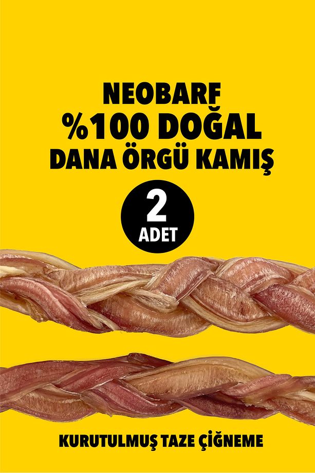Köpek Ödül Kemiği 2 Adet Dana Örgü Kamış Köpek Çiğneme Çubukları Yüksek Proteinli Köpek Ödülü - 2