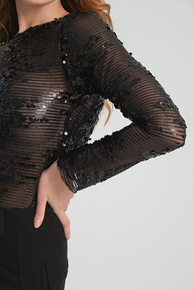 Pullu Payetli Genç Gece Tişört - 2