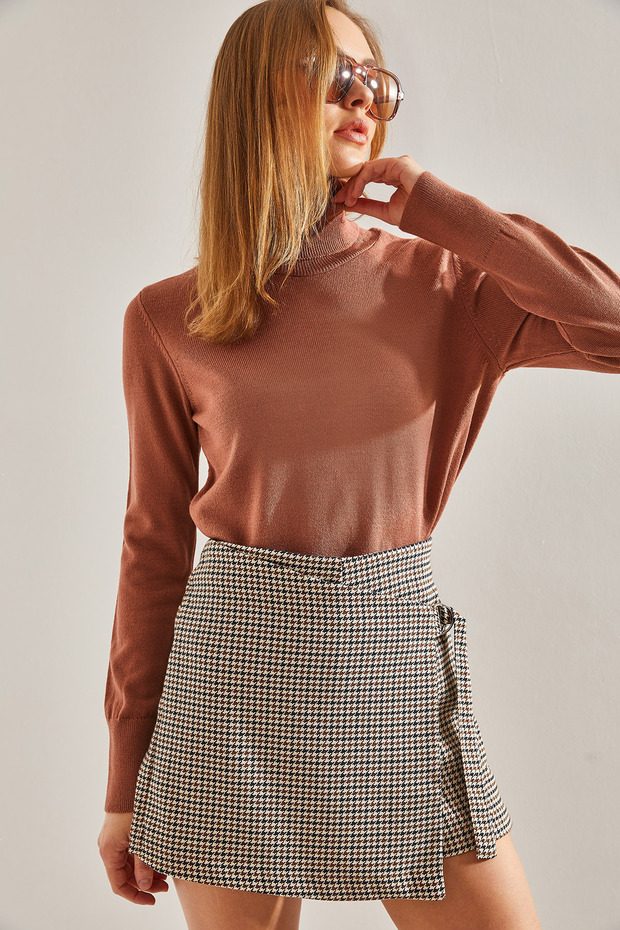 Women's Dusty Rose Turtleneck Knitwear Sweater Stk0015