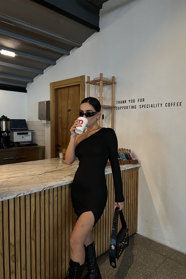 Black Slit Detail Mini Dress Ate2569