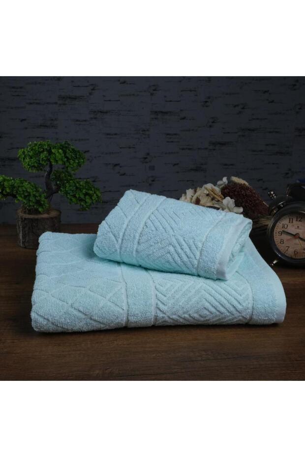| 50x90 + 100x150 Cm| Pyramid| 100% Cotton| 6 colors| 2 pcs| Bath Towel Set