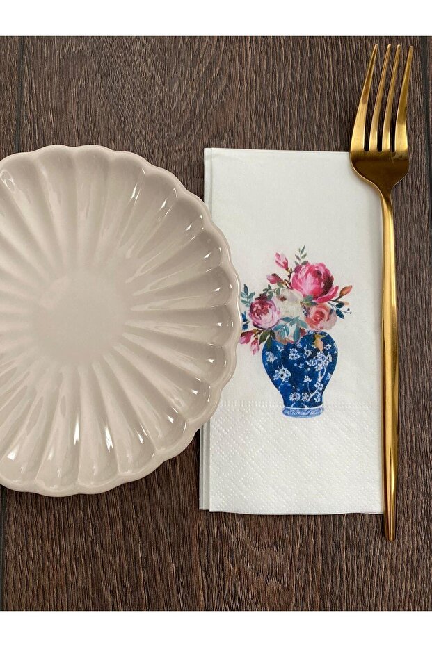 Bleu Blanc 2 Arrangement Printed Napkin 16 Pieces
