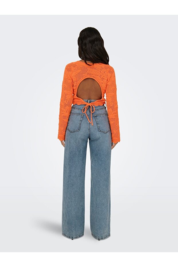 Arkası Dekolteli Örme Kazak 15317706 - 4