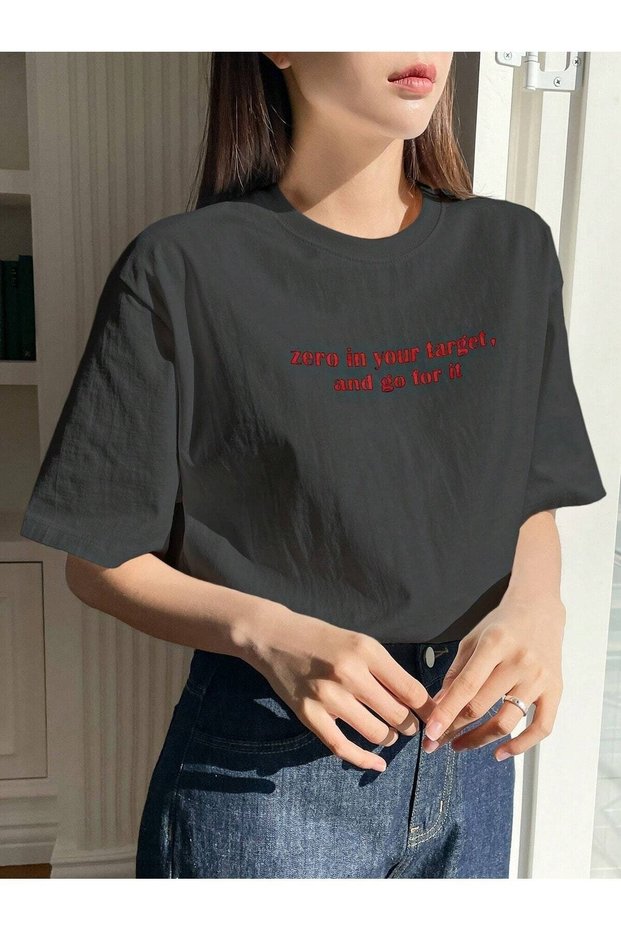 Women's Smoked Zero In Your Target Printed Oversize T-Shirt