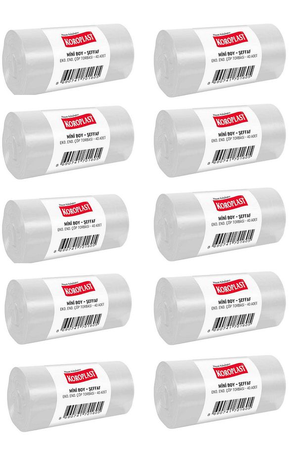 mini boy şeffaf Eko endüstriyel çöp torbası 40 adetli 10 paket - 1