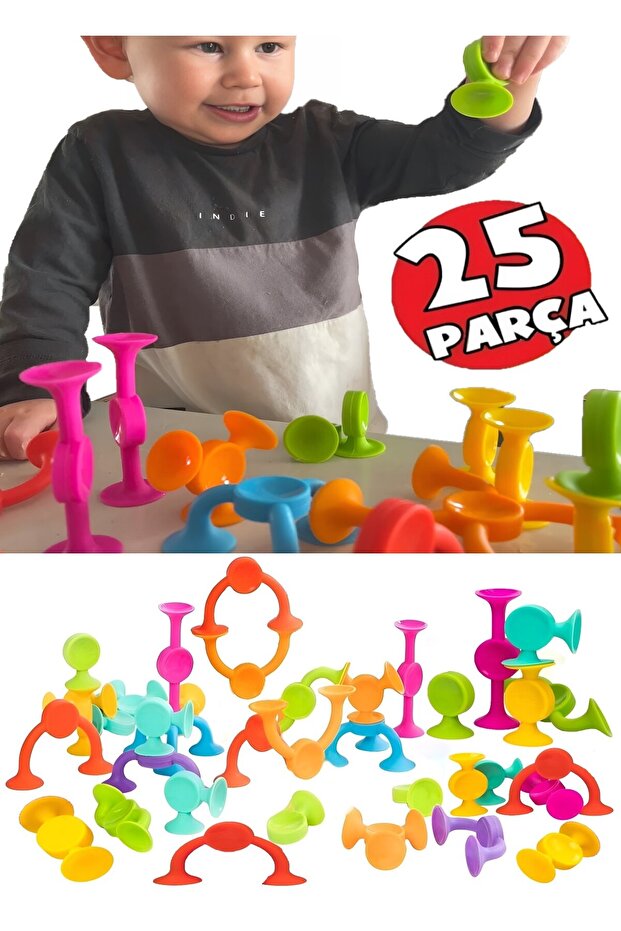 Vantuzlu Vakum Molekül 25 Parça Yapı Taşları Fidget Duyusal Eğitici Oyuncak Bultak - 1