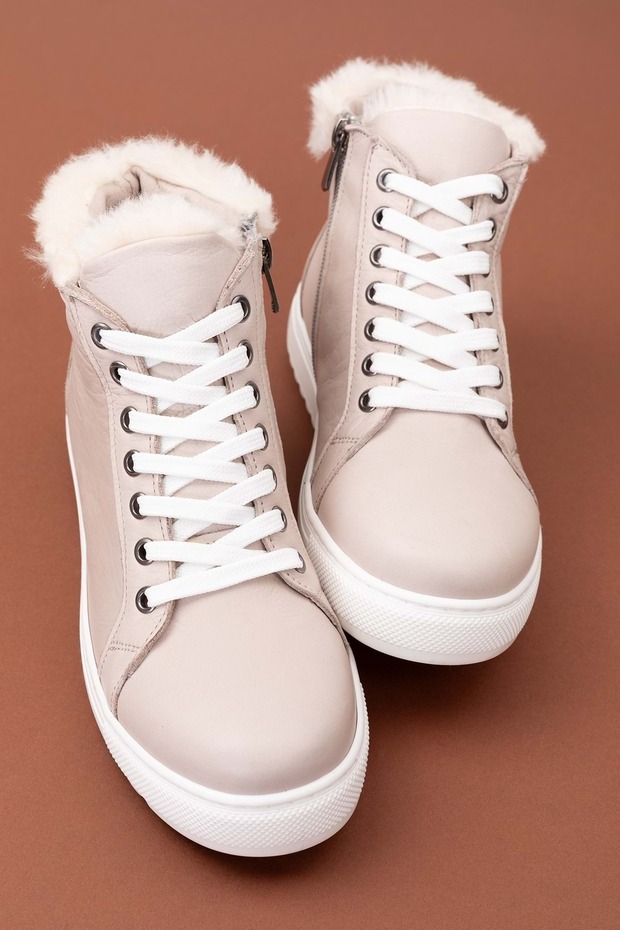 Genuine Leather Inside and Outside Fur Detailed Casual Sports Boots gnd.2023 - Gray - 37