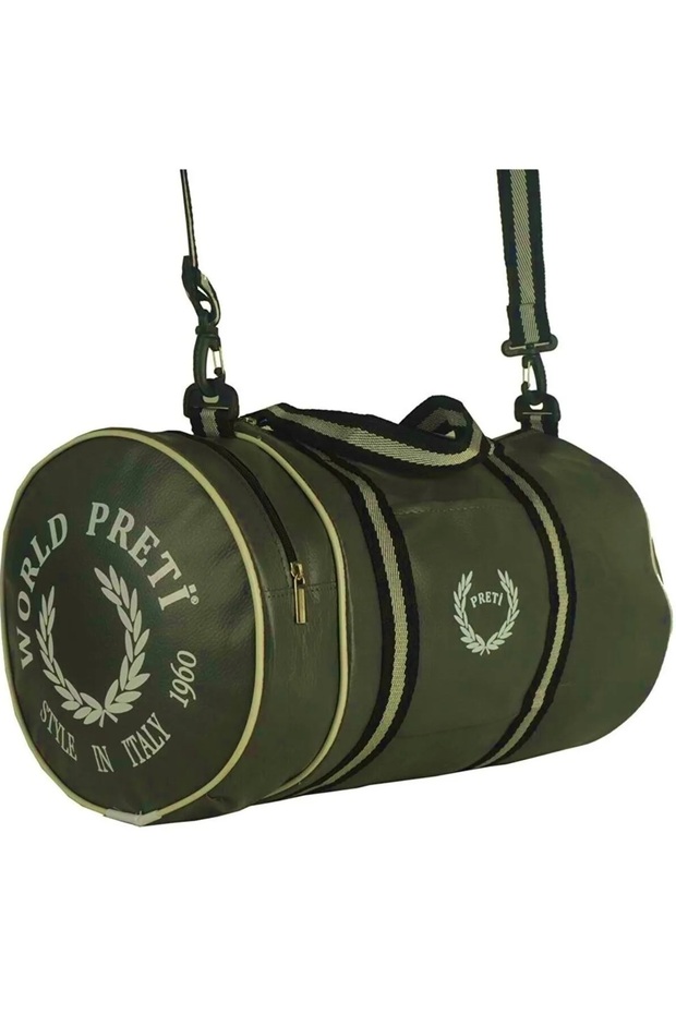 Sports Bag Cylinder Sports Bag Sports Bag with Strap Pocket Lined Artificial Leather