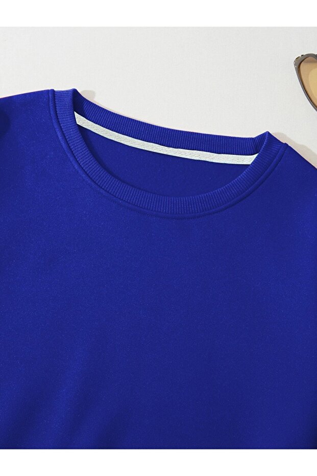 Kadın Basic Crop İçi Polarlı Oversize Sweatshirt - 3