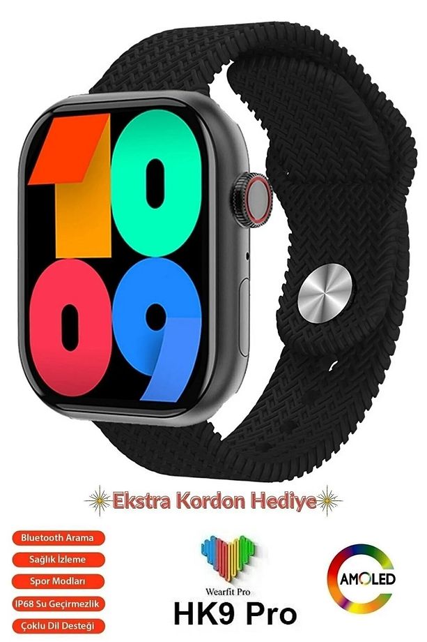 Pro Max Watch 9 Akıllı Saat Parmak Algılama Amoled Ekran Oyun Yükleme Rehber Kordon Hediye - 3
