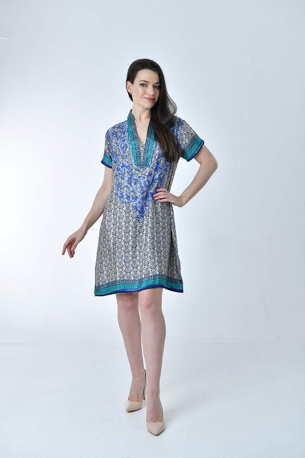 Ipek Elbise El Işleme Detaylı (COMFORTABLE CUT SILK DRESS WITH HAND EMBROIDERY DETAIL) - 6