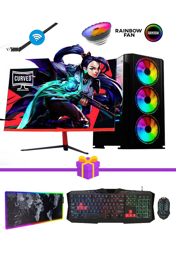 Stunner X10 I5 4570 16GB Ram 512GB Ssd GTX1050Ti 4GB 23.6 Curved Monitörlü Oyuncu Pc - 1