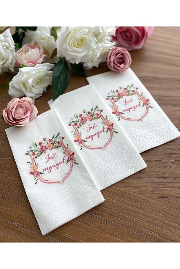 Just Engaged Pink Engagement Napkin 16 Pieces