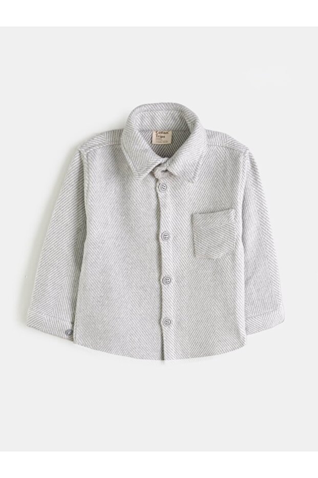 Kids Stamped Shirt Jacket (2-7 Years) - Gray