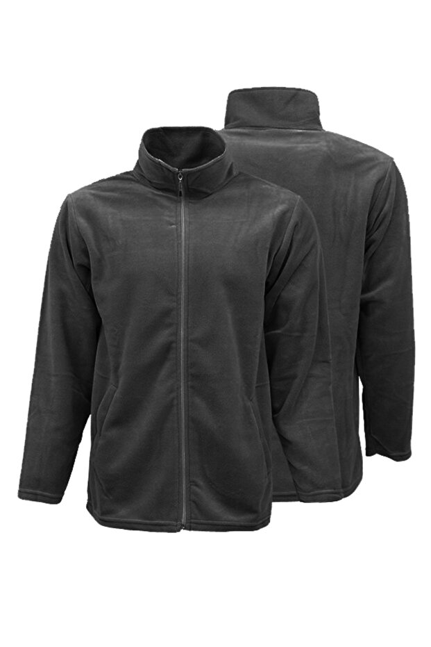 Smoked Bato Collar Full Zipper and Pocket Outdoor Fleece Jacket