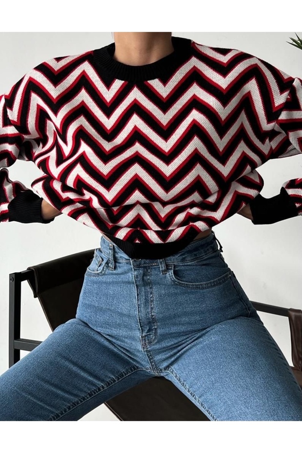 ZIKZAK PATTERNED JACQUARD SWEATER