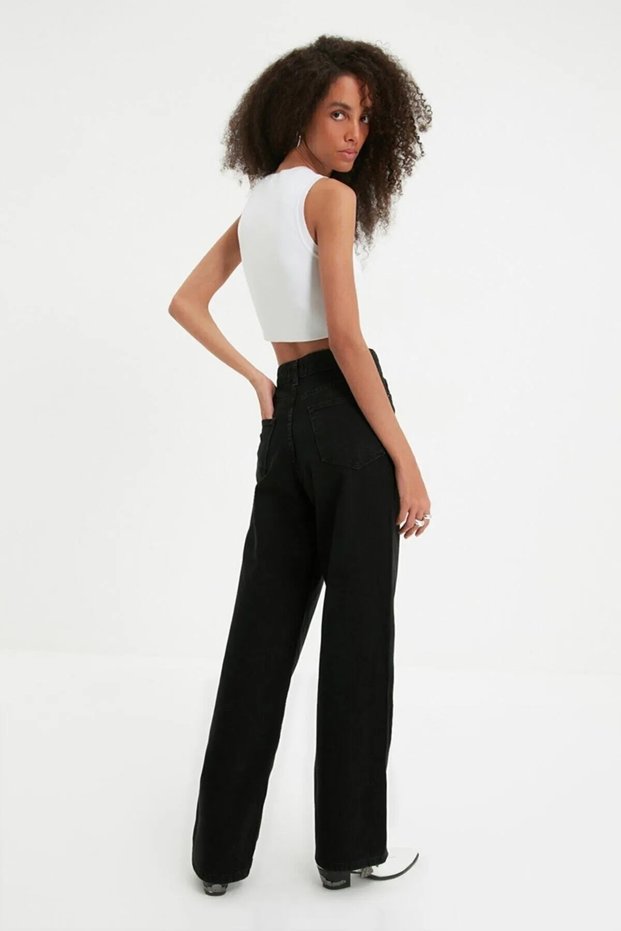 Vilma Kids Flexible Black Wide Leg Jeans