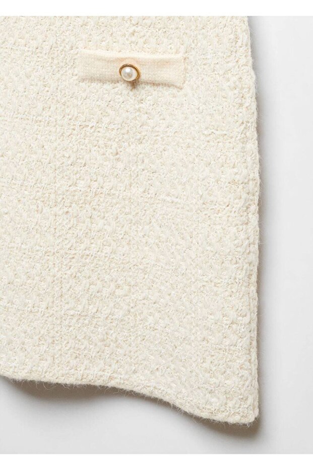 Mücevher Düğmeli Triko Etek - 7