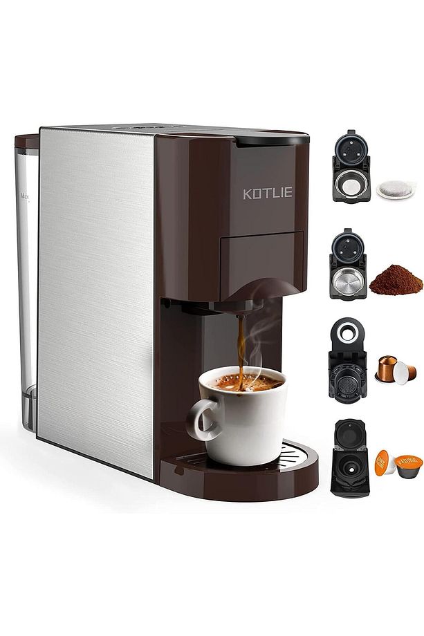 Espresso kahve makinesi, 4'ü 1 arada kahve makinesi, Nespresso orijinal/Dolce Gusto/un/ESE kapsül - 1