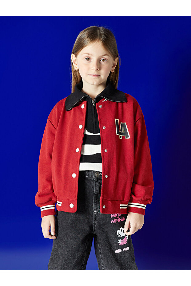 Printed Long Sleeve Girl's College Jacket