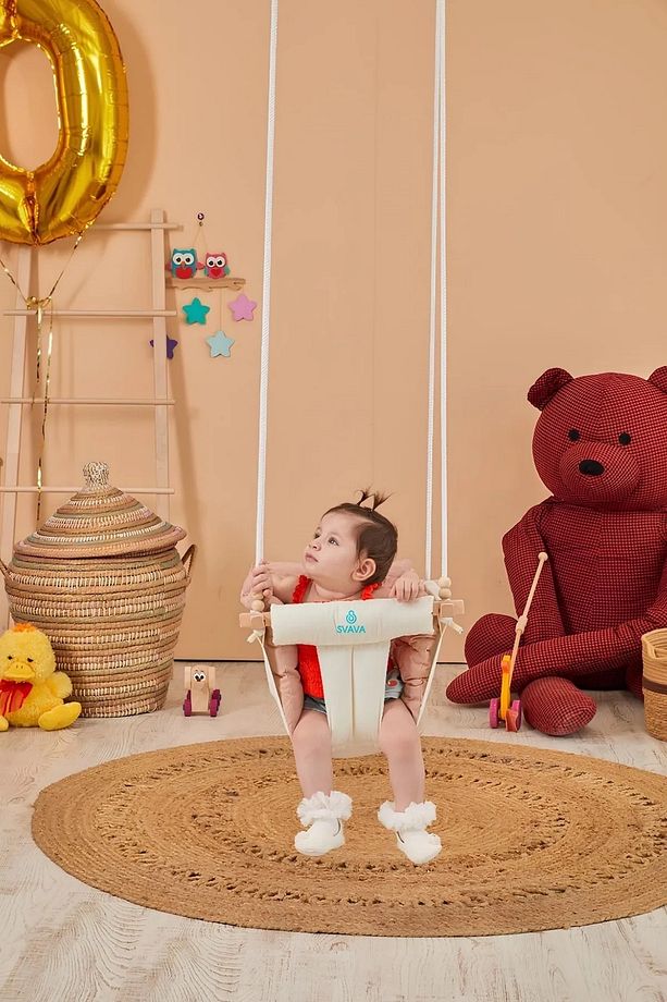 LÜX Ahşap Bebek Salıncak Tavana Asılan Çocuk Salıncağı - 1